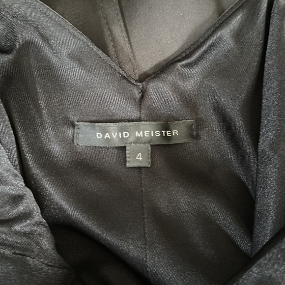 David Meister Black Satin Cocktail Dress - Picture 6 of 7